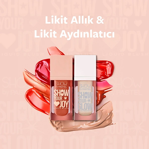 Show by Pastel, Mix & Match, Glow Liquid Highlighter, 72 & Joy Liquid Blush 57 - 2