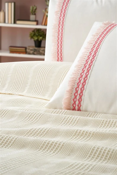 Tivoli Tek Kişilik Püsküllü Dantelli Pike Takımı-Melanie - 3