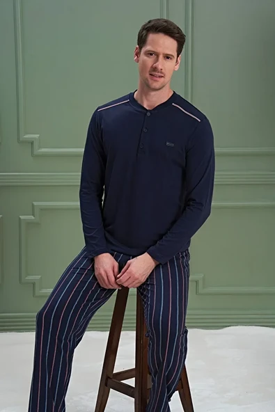 Lacivert Erkek Pijama Takımı M  Beden ürün görseli 1