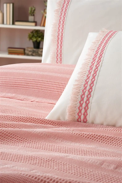 Tivoli Tek Kişilik Püsküllü Dantelli Pike Takımı-Melanie - 2