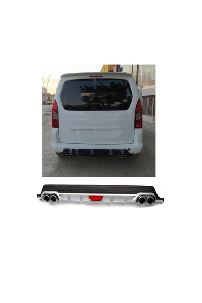 OTO H.İ.T. PEUGEOT PARTNER UYUMLU BODY KİT DİFÜZÖR 4 ÇIKIŞ YUVARLAK GRİ MODEL 1 ürün görseli