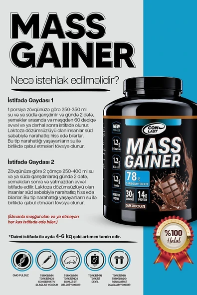 Conlast Xxl Mass Gainer Plus Vitamax 900g Kilo Almaya Yardımcı (ÇİKOLATALI ZENGİN IÇERİKLİ KARBONHİDRAT) - 6