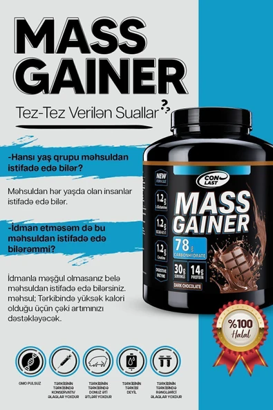 Conlast Xxl Mass Gainer Plus Vitamax 900g Kilo Almaya Yardımcı (ÇİKOLATALI ZENGİN IÇERİKLİ KARBONHİDRAT) - 7