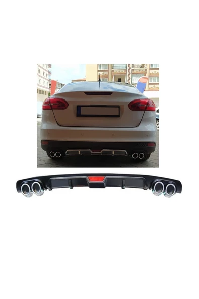 OTO H.İ.T. FORD FOCUS 4 UYUMLU BODY KİT DİFÜZÖR 4 ÇIKIŞ SİYAH YUVARLAK ürün görseli
