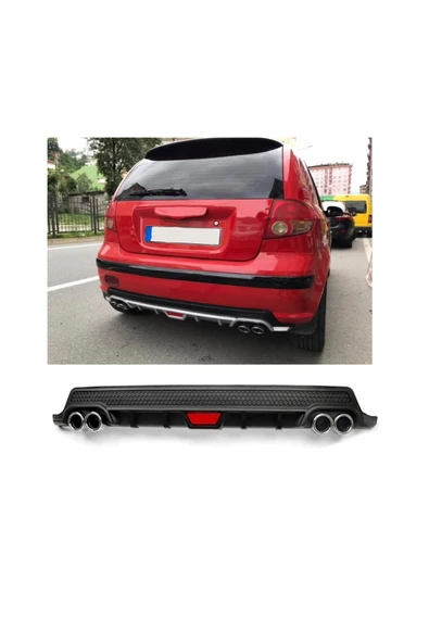 OTO H.İ.T. HYUNDAİ GETZ MAKYAJSIZ UYUMLU BODY KİT DİFÜZÖR 4 ÇIKIŞ YUVARLAK SİYAH MODEL 2 ürün görseli