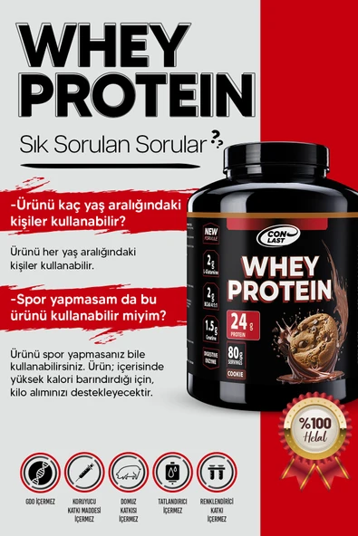 Conlast 2'li WHEY PROTEİN KURABİYELİ 400g/BCAA 300g/CREATİNE 120g/Pre-Workout 300g - Resim 4