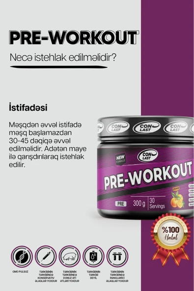 Conlast Gelişim Paket L-Carnetıne 3000mg/Pre-Workout 300g/Bcaa 300g/Creatine 120g - 8