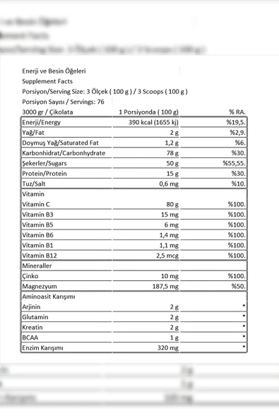 Conlast Mass Gainer 2000g - Shaker Karıştırıcı Hediyeli - Resim 3
