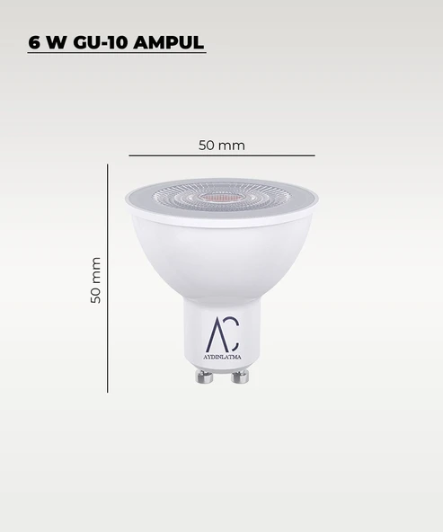 6W GU10 Led Ampul 3200K Sarı Işık 10 Adet - 2