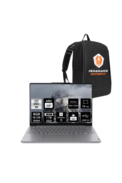 LENOVO Yoga Slim 7 Ultra 5 125H 16GB 1TB SSD WUXGA 400Nits OLED 14" W11H Dizüstü Bilgisayar & PER4 ürün görseli 1