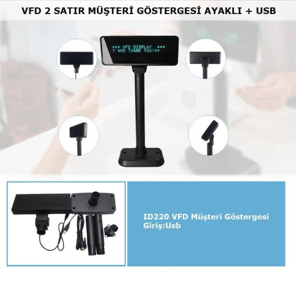Vfd 2 Satır Müşteri Göstergesi Ayaklı + USB - 3