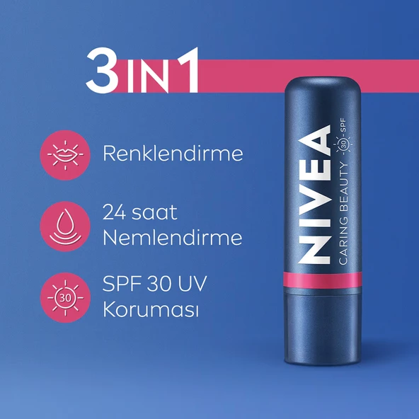 NIVEA, Renkli, spf30, Nemlendirici, Dudak ve Yanak, Bakım Kremi -  Pembe (4.8 gr) - 2