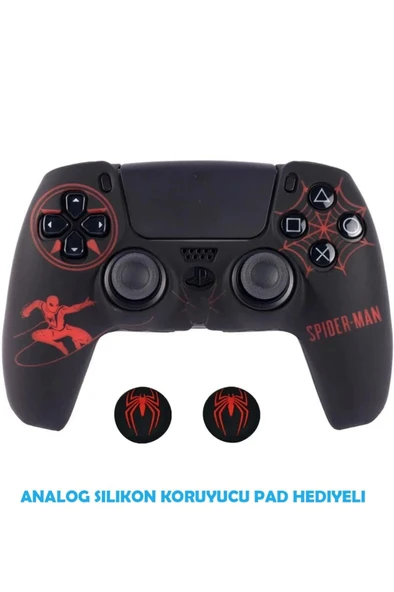 PS5 Dualsense Spider-Man Koruyucu Silikon Kılıf + Analog silikon Koruyucu - 2