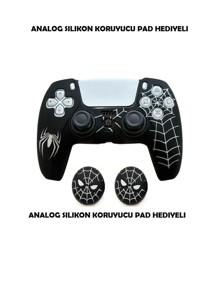 PS5 Dualsense Spider-Man Koruyucu Silikon Kılıf + Analog silikon Koruyucu - 3