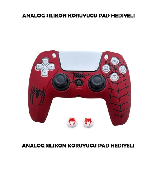 PS5 Dualsense Spider-Man Koruyucu Silikon Kılıf + Analog silikon Koruyucu - 5