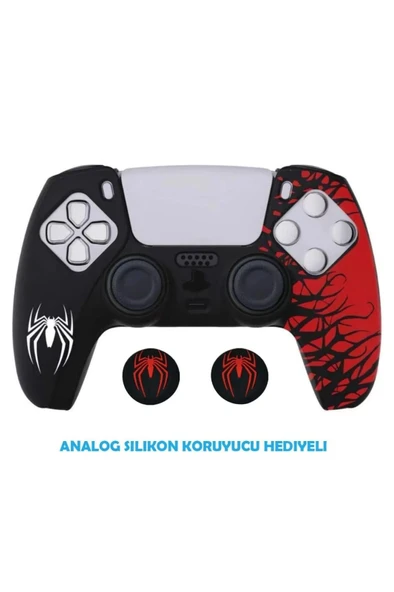 PS5 Dualsense Spider-Man Koruyucu Silikon Kılıf + Analog silikon Koruyucu - 6