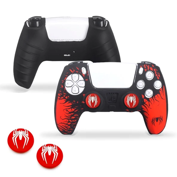 PS5 Dualsense Spider-Man Koruyucu Silikon Kılıf + Analog silikon Koruyucu - 11