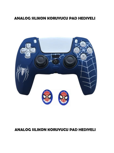 PS5 Dualsense Spider-Man Koruyucu Silikon Kılıf + Analog silikon Koruyucu - 9