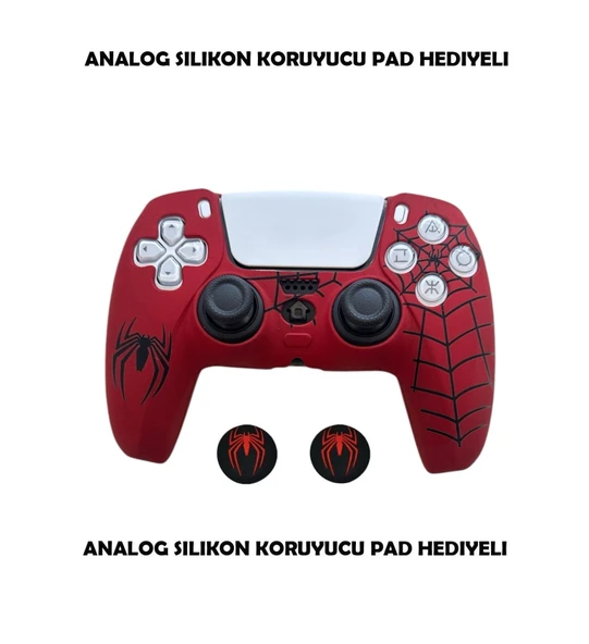 PS5 Dualsense Spider-Man Koruyucu Silikon Kılıf + Analog silikon Koruyucu - 4