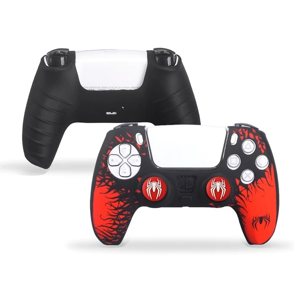 PS5 Dualsense Spider-Man Koruyucu Silikon Kılıf + Analog silikon Koruyucu - 8
