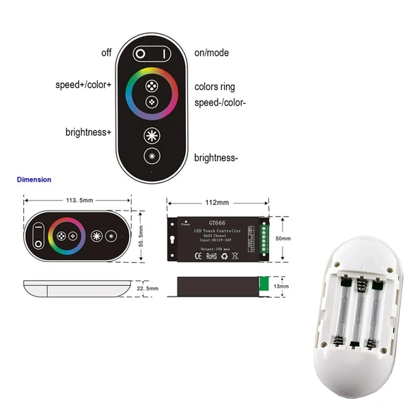 Ledx Ct-666 Rgb Kontrol Kumandası 12-24V 18A Dokunmatik - 4
