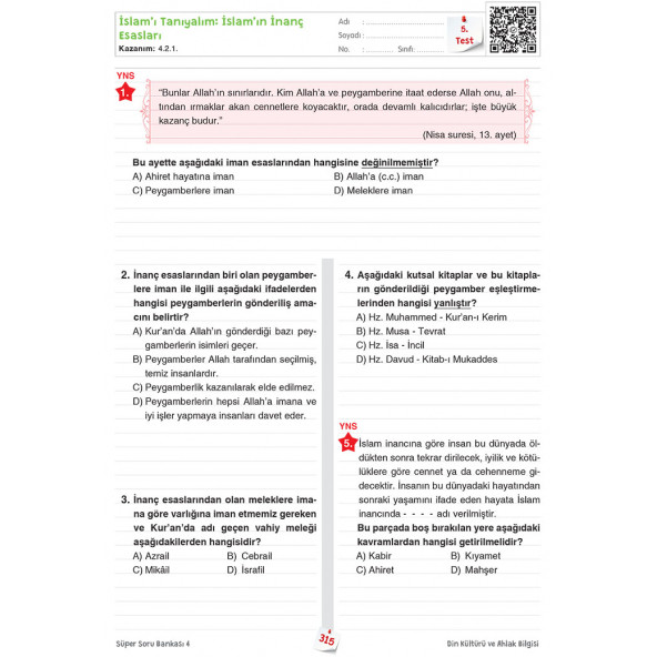 4. Sınıf Süper Soru Bankası (Tüm Dersler) - 6
