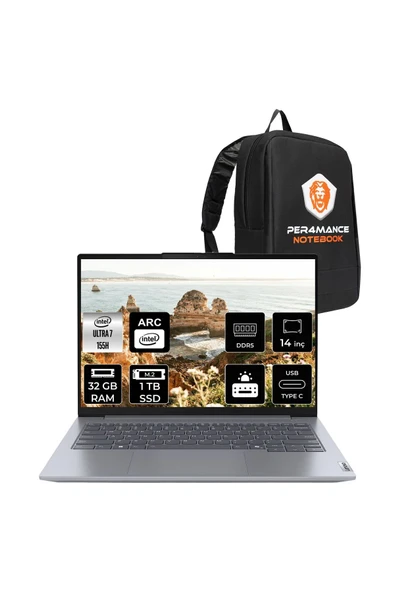 LENOVO ThinkBook 14 G7 Ultra 7 155H 32GB DDR5 1TB SSD 14'' WUXGA FDOS Dizüstü Bilgisayar & ÇANTA ürün görseli 1