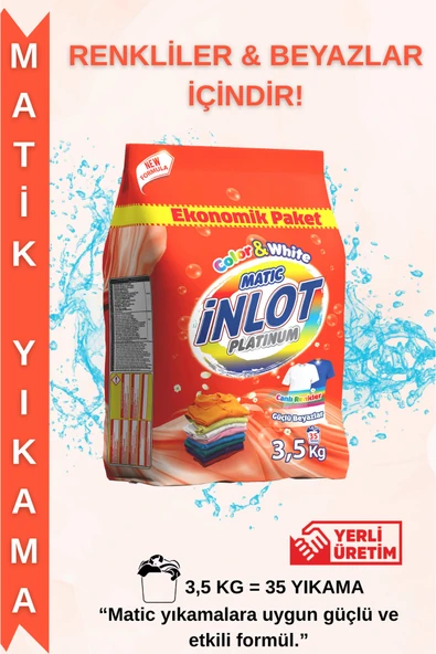 İNLOTMATİC İNLOTMATİK Beyazlar ve Renkliler için 3,5 Kg Çamaşır Deterjanı/Matik/Toz Deterjan