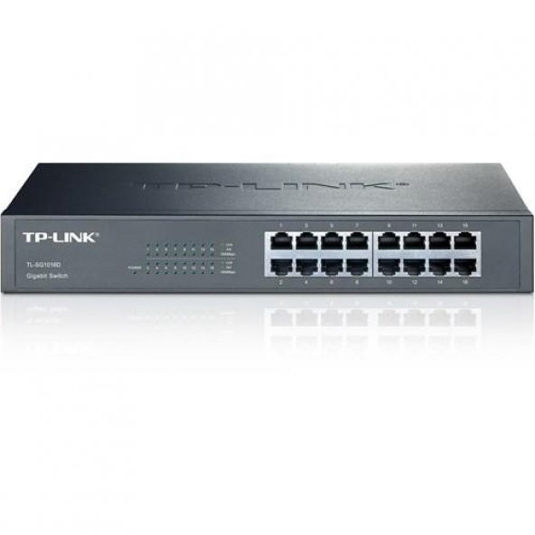 TP-LINK TL-SG1016D 10/100/1000Mbps 16xPort Masaüstü Raf Tipi Metal Kasa Switch