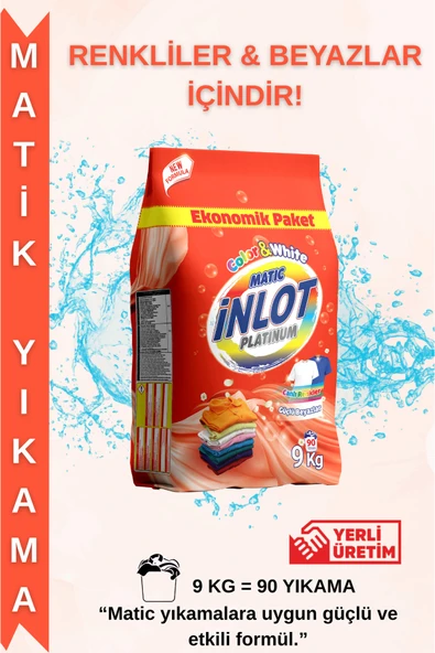 İNLOTMATİC İnlotmatic Beyazlar Ve Renkliler Için 9 Kg Çamaşır Deterjanı/ Toz Deterjan / Matik