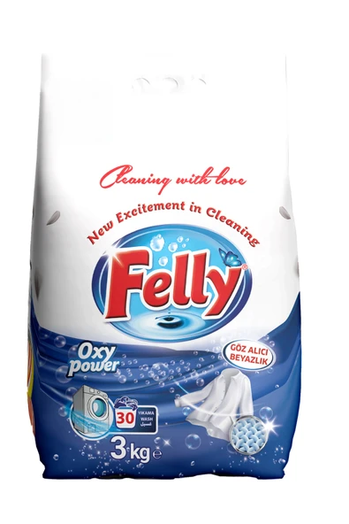 FELLY 3 kg Toz Deterjan – Beyazlar İçin Yoğun Temizlik ve Işıltılı Parlaklık - 2