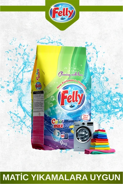 FELLY 9 Kg Renkliler İçin Toz Çamaşır Deterjanı – Ekonomik & Güçlü Temizlik - 3