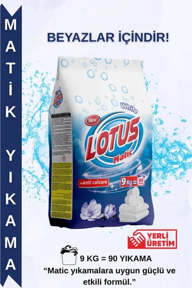 LOTUSMATİC Lotus Matic Beyazlar Için Çamaşır Deterjanı 9 Kg/matik/toz Deterjan