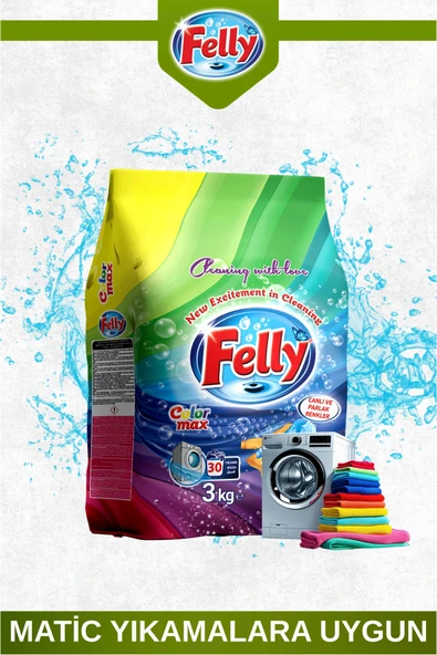 FELLY 3 Kg Renkliler İçin Toz Deterjan – Canlı Renk Koruma ve Ferah Temizlik - 3