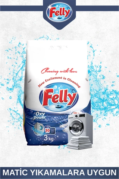 FELLY 3 kg Toz Deterjan – Beyazlar İçin Yoğun Temizlik ve Işıltılı Parlaklık - 3