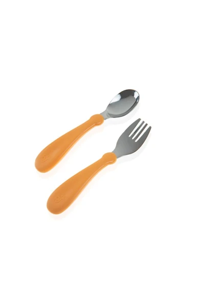 Babyjem Paslanmaz Çelik Çatal Kaşık Seti - Somon - Resim 4