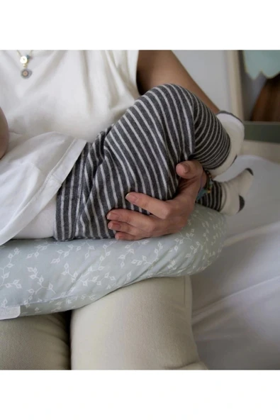 Babyjem Çok Fonksiyonlu Emzirme Destek Minderi & Anne Hamile Yastığı Yeşil Çiçek - 6