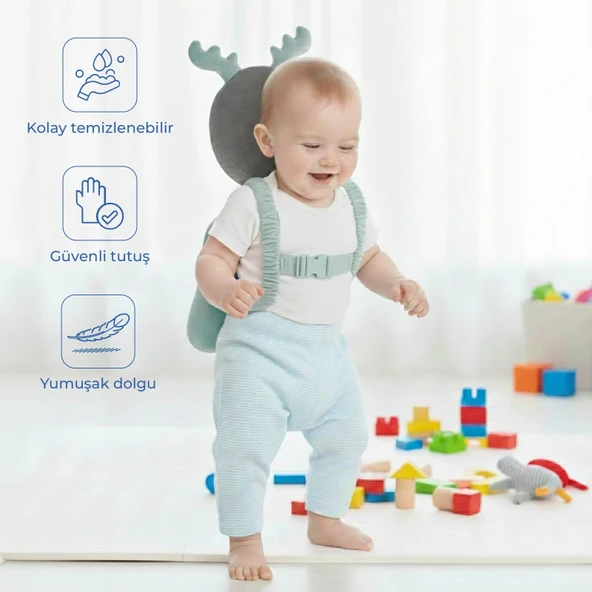 Babyjem Bebek Melek Kanadı Koruma Yastığı Yeşil Kadife ürün görseli 1