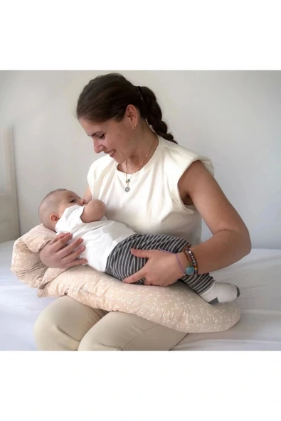 Babyjem Çok Fonksiyonlu Emzirme Destek Minderi & Anne Hamile Yastığı Somon - 4