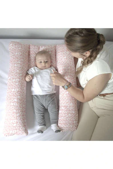 Babyjem Babynest Anne Yanı Konfor Dönmeyi Engelleyen U Minder Pembe