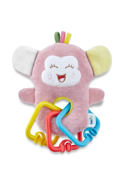 Babyjem Sevimli Maymun Peluş Çıngırak / Gül Kurusu ürün görseli 1