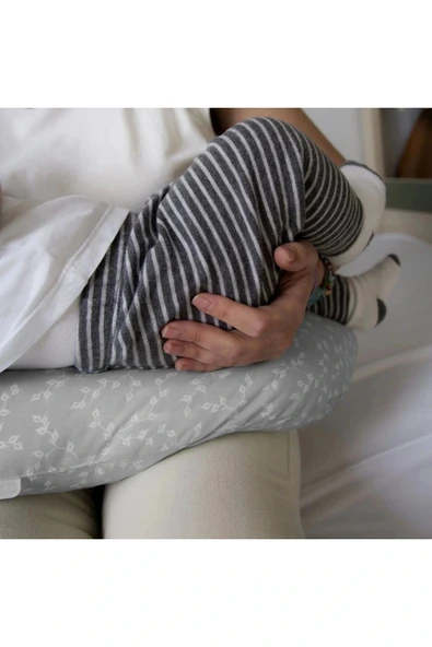 Babyjem Çok Fonksiyonlu Emzirme Destek Minderi & Anne Hamile Yastığı Gri Çiçek - 5