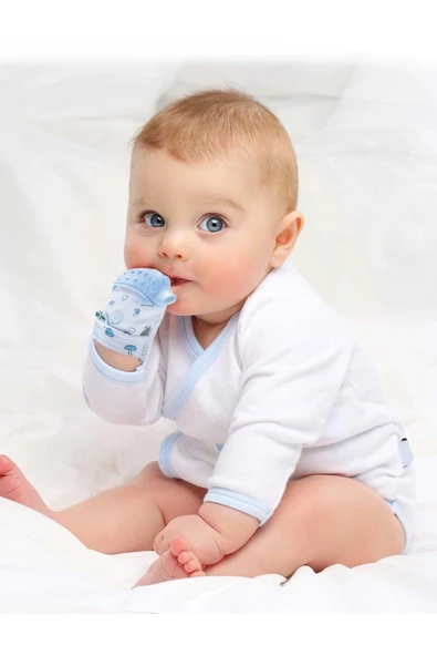 Babyjem Hışırtılı Silikon Diş Kaşıyıcı Eldiven Kirpi - Ekru - Resim 2