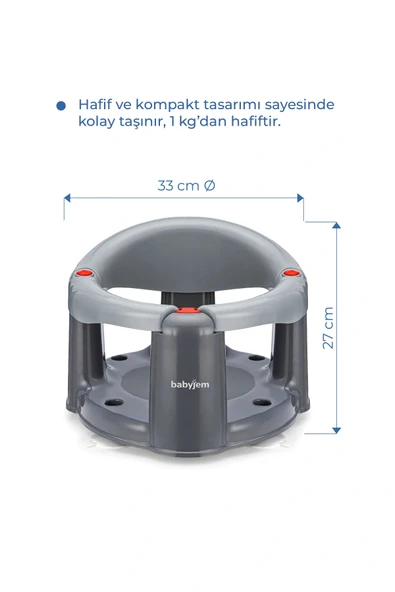 Babyjem Önden Açılır Banyo & Mama Oturağı Gri - Resim 3