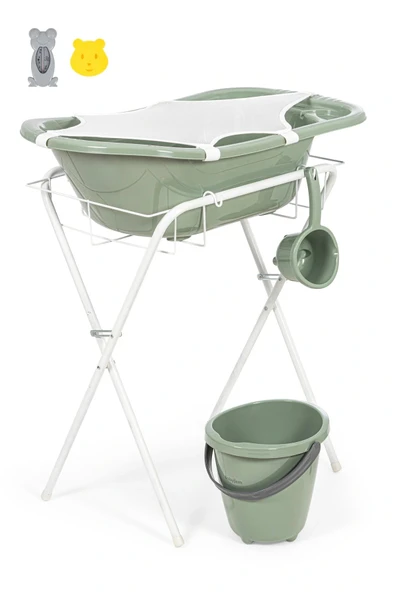 Babyjem Ayaklı Küvet Seti 7 Parça Soft Yeşil