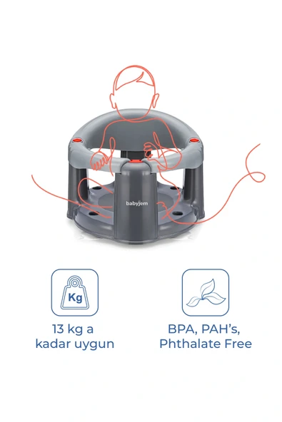 Babyjem Önden Açılır Banyo & Mama Oturağı Gri - Resim 6