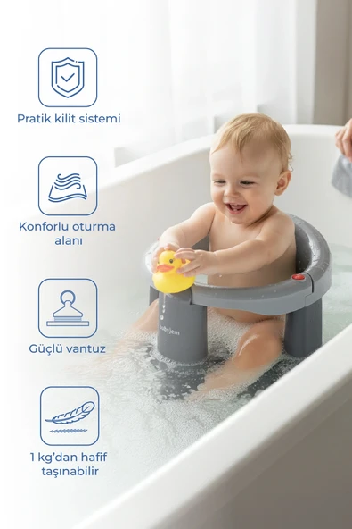 Babyjem Önden Açılır Banyo & Mama Oturağı Gri ürün görseli 1