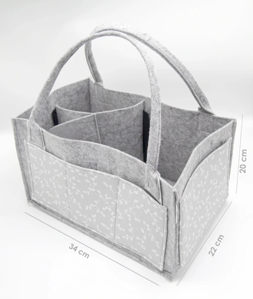 Babyjem 772 Yeşil Keçe Anne Bebek Bakım Çantası Çiçek - Resim 3