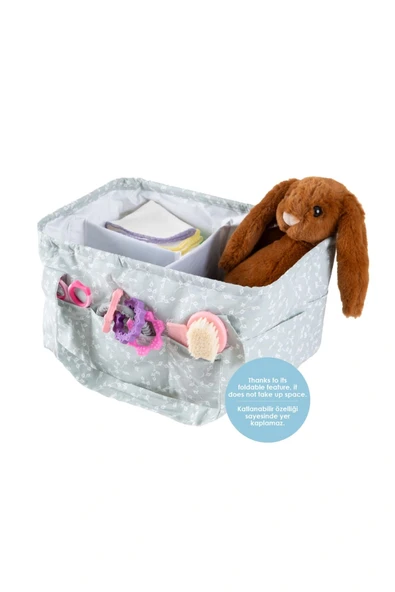 Babyjem Katlamalı Çanta Anne&Bebek Organizer Yeşil Çiçek - 1
