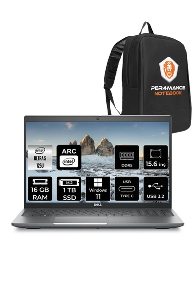 Dell Latitude 5550 Ultra 5 125U 16GB DDR5 1TB SSD 15.6'' FHD W11P Dizüstü Bilgisayar & PER4 ÇANTA ürün görseli 1